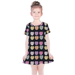 Valentine Hearts Black Kids  Simple Cotton Dress