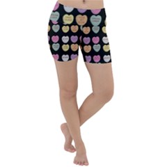 Valentine Hearts Black Lightweight Velour Yoga Shorts