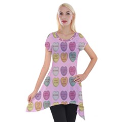 Valentine Hearts Pink Short Sleeve Side Drop Tunic