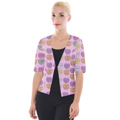 Valentine Hearts Pink Cropped Button Cardigan