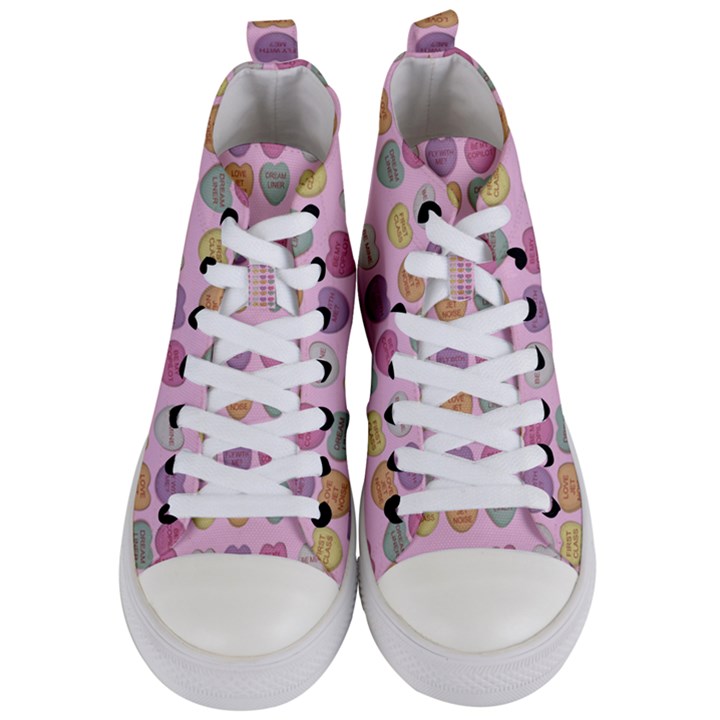 Valentine Hearts Pink Women s Mid-Top Canvas Sneakers