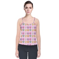 Valentine Hearts Pink Velvet Spaghetti Strap Top