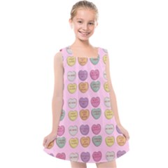 Valentine Hearts Pink Kids  Cross Back Dress