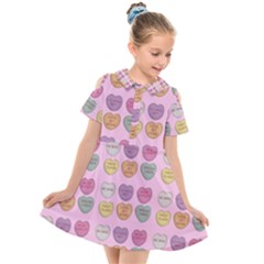 Valentine Hearts Pink Kids  Short Sleeve Shirt Dress