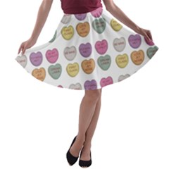 Valentine Hearts White A-line Skater Skirt