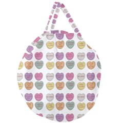 Valentine Hearts White Giant Round Zipper Tote