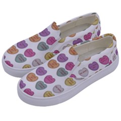 Valentine Hearts White Kids  Canvas Slip Ons