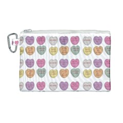 Valentine Hearts White Canvas Cosmetic Bag (large)