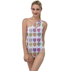 Valentine Hearts White To One Side Swimsuit by snowwhitegirl