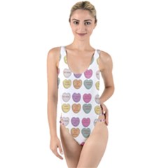 Valentine Hearts White High Leg Strappy Swimsuit