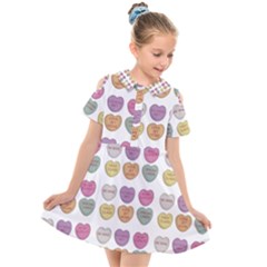 Valentine Hearts White Kids  Short Sleeve Shirt Dress