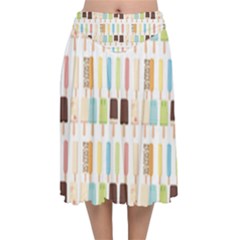 Candy Popsicles White Velvet Flared Midi Skirt by snowwhitegirl