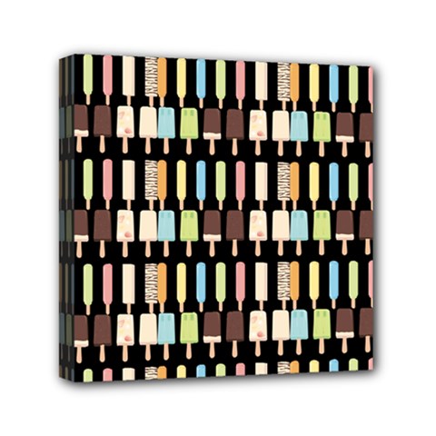 Candy Popsicles Black Mini Canvas 6  X 6  (stretched) by snowwhitegirl