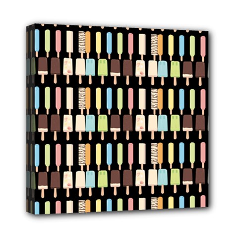 Candy Popsicles Black Mini Canvas 8  X 8  (stretched) by snowwhitegirl