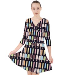 Candy Popsicles Black Quarter Sleeve Front Wrap Dress by snowwhitegirl