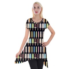 Candy Popsicles Black Short Sleeve Side Drop Tunic