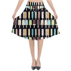 Candy Popsicles Black Flared Midi Skirt by snowwhitegirl