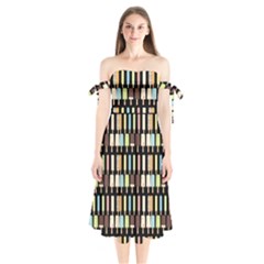 Candy Popsicles Black Shoulder Tie Bardot Midi Dress by snowwhitegirl