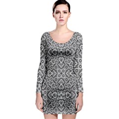 Geometric Stylized Floral Pattern Long Sleeve Bodycon Dress by dflcprints