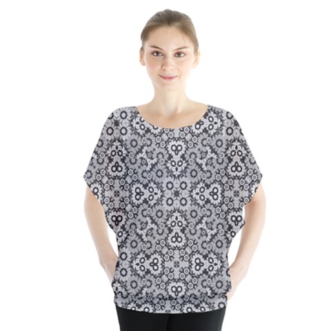 Geometric Stylized Floral Pattern Blouse by dflcprints