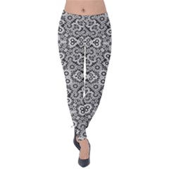 Geometric Stylized Floral Pattern Velvet Leggings