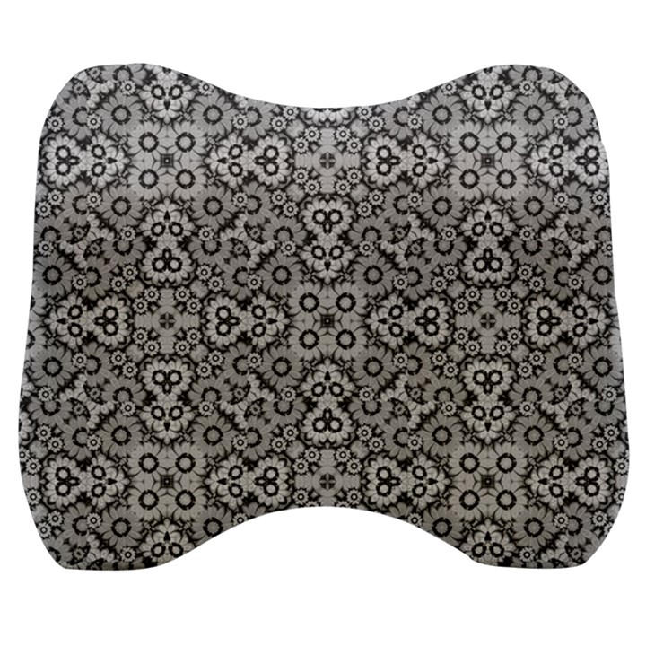 Geometric Stylized Floral Pattern Velour Head Support Cushion