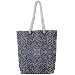 Geometric Stylized Floral Pattern Full Print Rope Handle Tote (small)