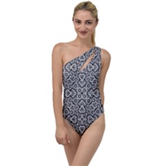 Geometric Stylized Floral Pattern To One Side Swimsuit