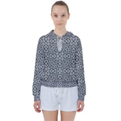 Geometric Stylized Floral Pattern Women s Tie Up Sweat