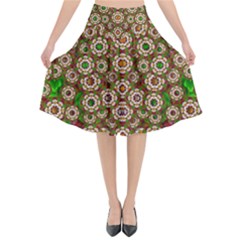 Flower Wreaths And Ornate Sweet Fauna Flared Midi Skirt by pepitasart