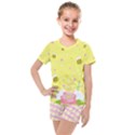 Yellow Adorable Bees Design Kids  Mesh Tee and Shorts Set View1