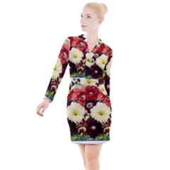 Flowers 1776585 1920 Button Long Sleeve Dress