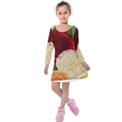 Flowers 1776584 1920 Kids  Long Sleeve Velvet Dress