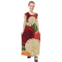 Flowers 1776584 1920 Kids  Short Sleeve Maxi Dress