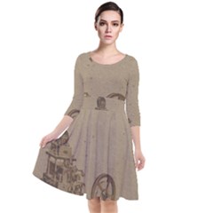 Camera Old Quarter Sleeve Waist Band Dress