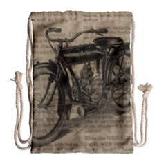 Bicycle Letter Drawstring Bag (large) by vintage2030