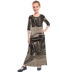 Bicycle Letter Kids  Quarter Sleeve Maxi Dress