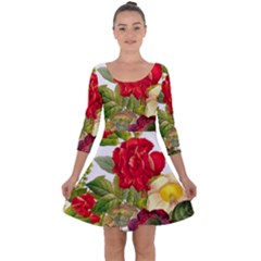 Flower Bouquet 1131891 1920 Quarter Sleeve Skater Dress