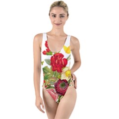 Flower Bouquet 1131891 1920 High Leg Strappy Swimsuit