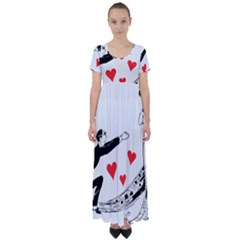 Manloveswoman High Waist Short Sleeve Maxi Dress