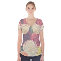 Flowers 1776434 1280 Short Sleeve Front Detail Top by vintage2030