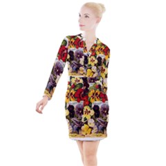 Flowers 1776534 1920 Button Long Sleeve Dress