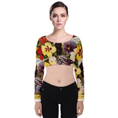 Flowers 1776534 1920 Velvet Long Sleeve Crop Top