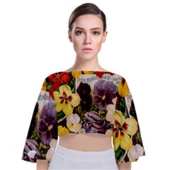 Flowers 1776534 1920 Tie Back Butterfly Sleeve Chiffon Top