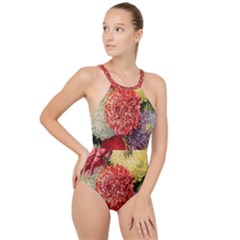 Flowers 1776541 1920 High Neck One Piece Swimsuit