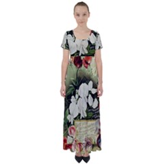 Flowers 1776617 1920 High Waist Short Sleeve Maxi Dress