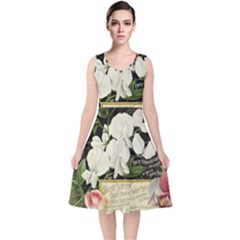 Flowers 1776617 1920 V-neck Midi Sleeveless Dress 