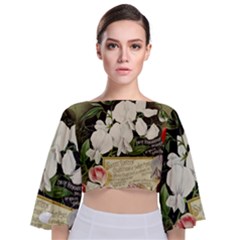 Flowers 1776617 1920 Tie Back Butterfly Sleeve Chiffon Top