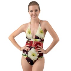 Flowers 1776585 1920 Halter Cut-out One Piece Swimsuit