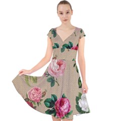 Flower 1770189 1920 Cap Sleeve Front Wrap Midi Dress